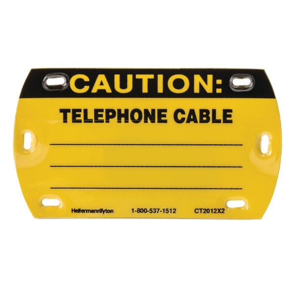 Hellermann Tyton CT2012X2 Self-Laminating Tag, Caution Write-On, Telephone Cable, 3.5" x 2.0", Yellow, 25/pkg