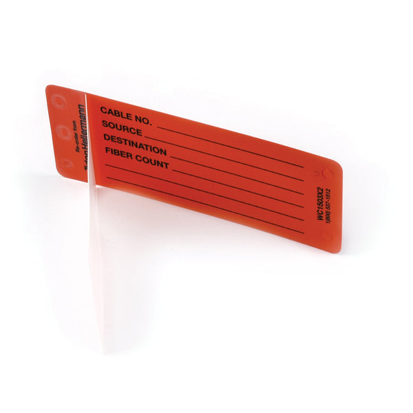 Hellermann Tyton CTA1503X2 Self-Laminating Tag, Adhesive, Generic Write-On, Blank Lines, 4.0" x 1.5", Orange, 25pkg