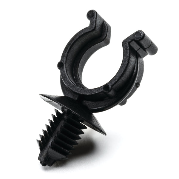Hellermann Tyton 151-00018 Convoluted Tubing Clip, 0.4" Max Bundle Diameter, Panel Thickness .03"-.24", PA66HIRHS, Black, 500/pkg
