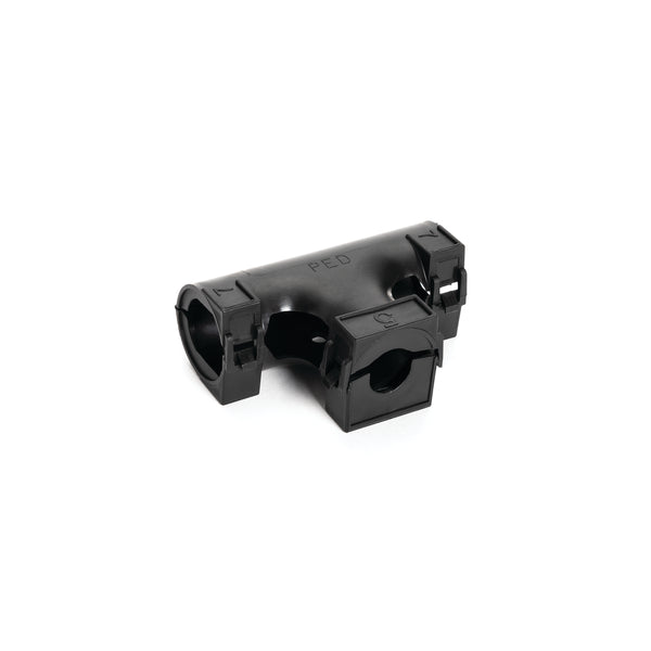 Hellermann Tyton 167-00219 Hinged Convoluted Tubing T-Fitting, L- 0.75" x C- 0.63" x R- 0.75", PP, Black, 200/pkg