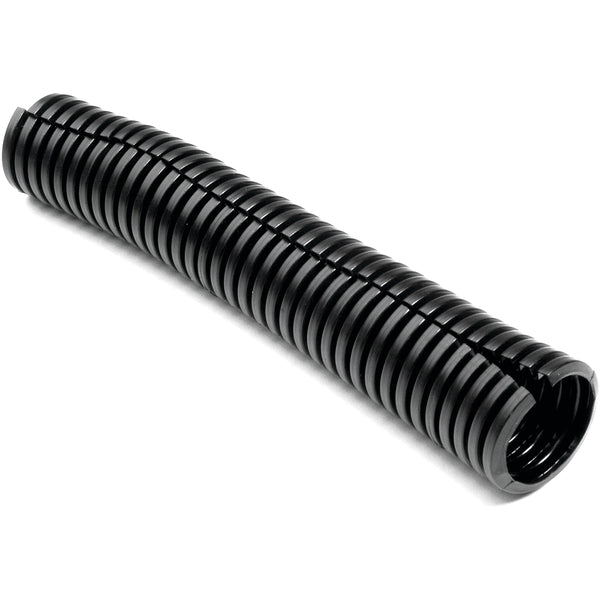Hellermann Tyton 169-60019 Convoluted Tubing, Slit, 0.5" Dia, PA6, Black with Gray Stripe, 100 ft/pkg