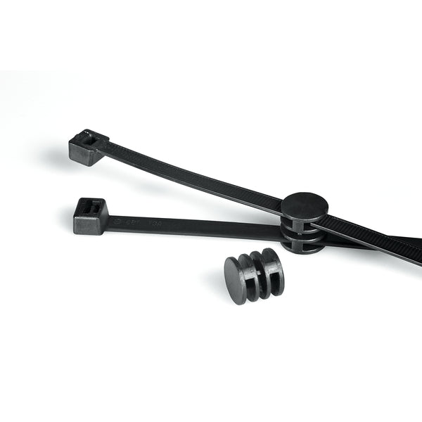 Hellermann Tyton 156-03366 3-Piece Wide Strap Tie with Coupler, 15" Long, 0.39 - 4.13" Dia, 120lbs, PA66HIRHS, Black, 100/bag