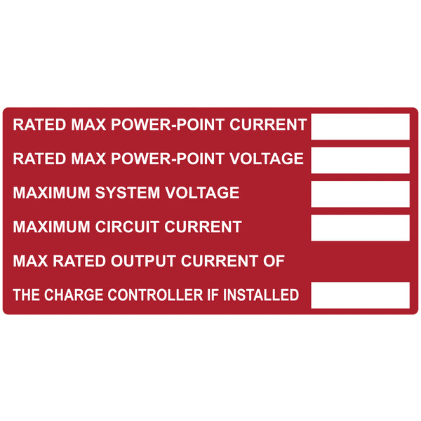 Hellermann Tyton 596-00253 Solar Label, Printable, DC Module, 4.0" x 2.0", PET, Red, 50/roll