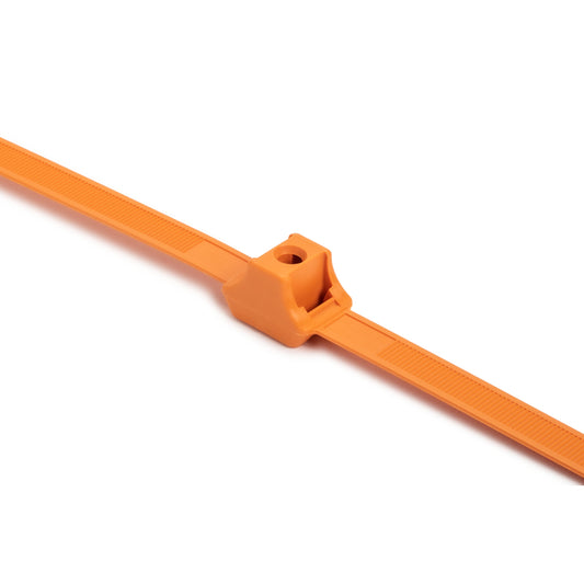 Hellermann Tyton 115-00176 Dual Clamp Tie, 0.25" Stud Dia, 2.30" Max Bundle Dia, 150lb, PA66HIRHS, Orange, 500/pkg