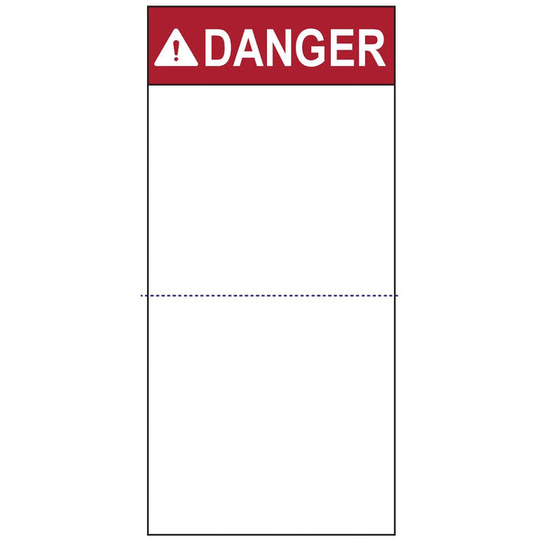 Hellermann Tyton 596-00993 Pre-Printed Header Label, DANGER, Perforated, 2.7" X 5.5", PET, Red, 250/roll
