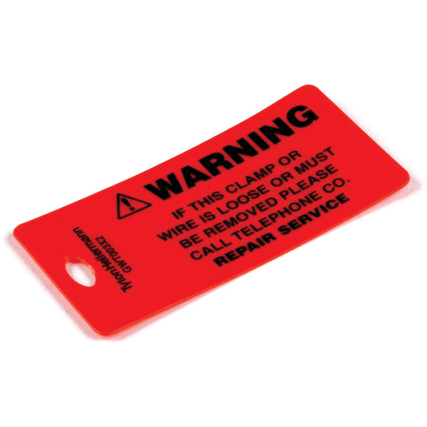 Hellermann Tyton GWT003X2 Ground Wire Tag, Telephone Warning, Polyethylene, Orange, 25/pkg
