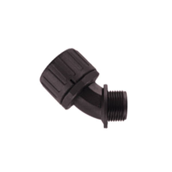 Hellermann Tyton 166-90774 HelaGuard® Non-Metallic IP66 45 Degree Elbow, 1.5" NPT Thread, 1.25" Dia., PA66, Black, 2/pkg