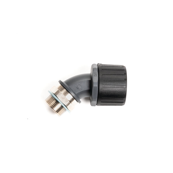 Hellermann Tyton 166-90823 HelaGuard® Non-Metallic 42mm IP68 Ultra Fitting, 45-Elbow Brass Swivel, Ext M50 Thread, NPB, PA66, Black, 2/pkg
