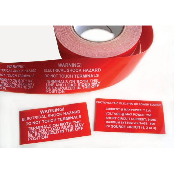 Hellermann Tyton 558-00502 Adhesive Labels, Solid Color Continuous Roll, 2.0" x 250', UV Stable PET, Red, 250ft/roll