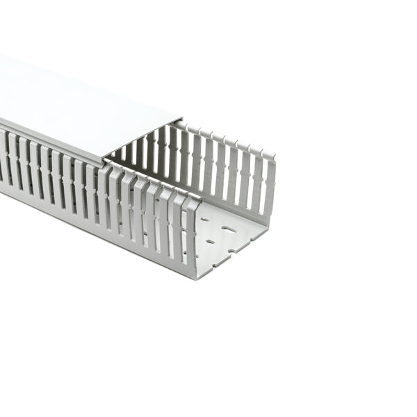 Hellermann Tyton 183-11075 Halogen Free Slotted Wiring Duct, Non-Adhesive, 100mm x 75mm, ABS, Gray RAL, 16m/pkg