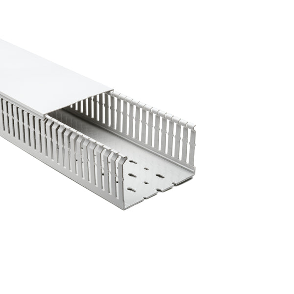 Hellermann Tyton 183-12257 Halogen Free Slotted Wiring Duct, Non-Adhesive, 125mm x 75m, ABS, Gray RAL, 16 m/pkg