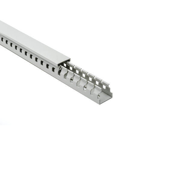 Hellermann Tyton 183-12525 Halogen Free Slotted Wiring Duct, Non-Adhesive, 25mm x 25mm, ABS, Gray RAL, 48 m/pkg