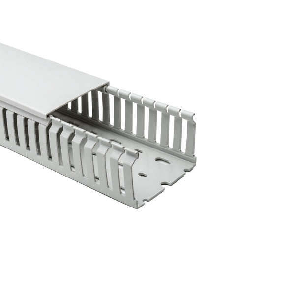Hellermann Tyton 183-17550 Halogen Free Slotted Wiring Duct, Non-Adhesive, 75mm x 50mm, ABS, Gray RAL, 28 m/pkg