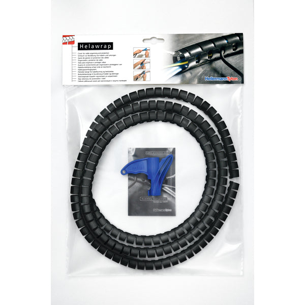 Hellermann Tyton 161-62001 Helawrap, HWPP25, Convenience Pack, 1" (25mm) Dia, PP, Black, 10ft/pkg