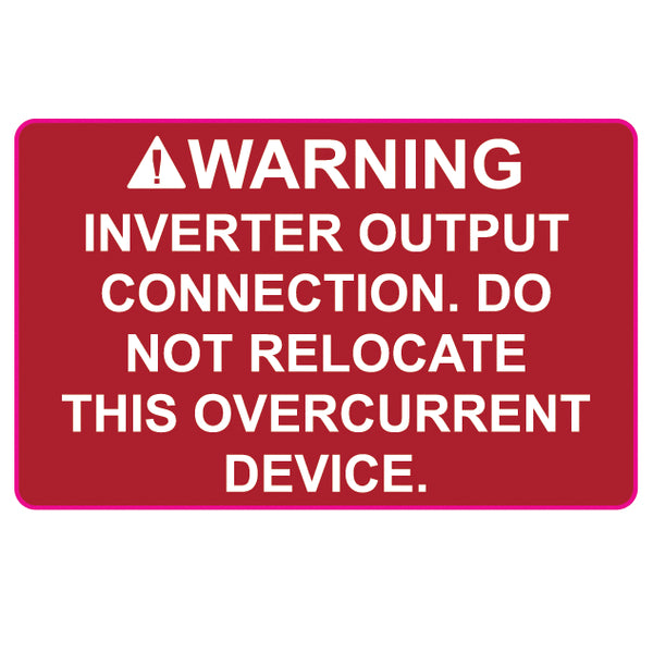 Hellermann Tyton 596-00847 Solar Label, WARNING INVERTER OUTPUT…OVERCURRENT DEVICE, 2.0" x 1.25", VL, Red, 50/roll