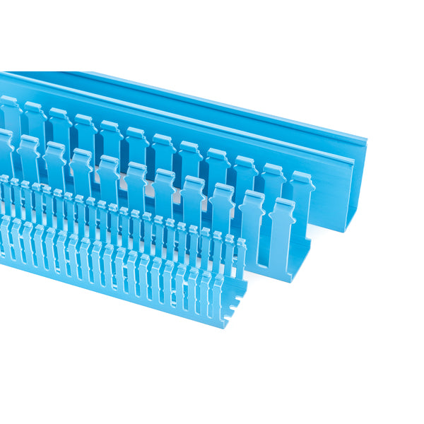 Hellermann Tyton 181-44024 Slotted Wall Wiring Duct, 4 x 4", 6 ft Sticks, Non-Adhesive, PVC, Intrinsic Blue, 60ft/ctn
