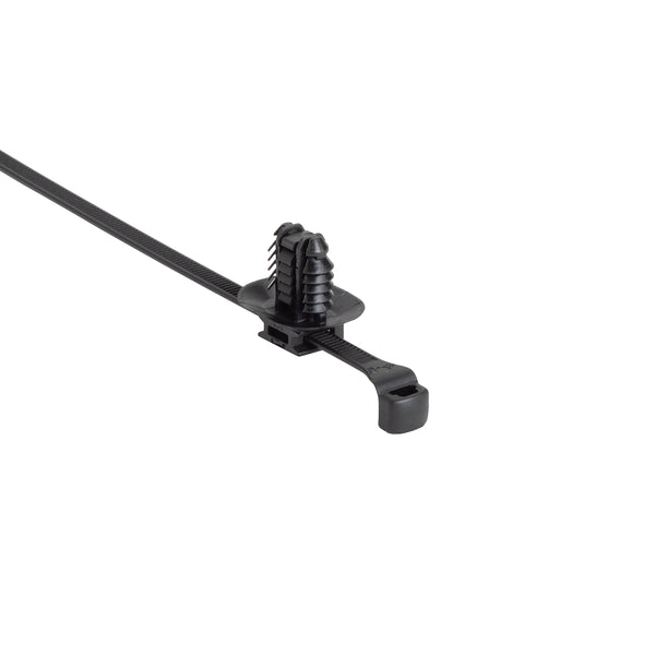 Hellermann Tyton 156-03939 2-Piece Low-Profile Cable Tie with Oval Fir Tree, 7.7"L , 6.2 x 12.2 mm;6.5 x 12.5 mm;6.5 x 13.0 mm or 7.0 x 12.0 mm Mounting Hole, PA66HS/PA66HIRHSUV, Black, 2000/ctn