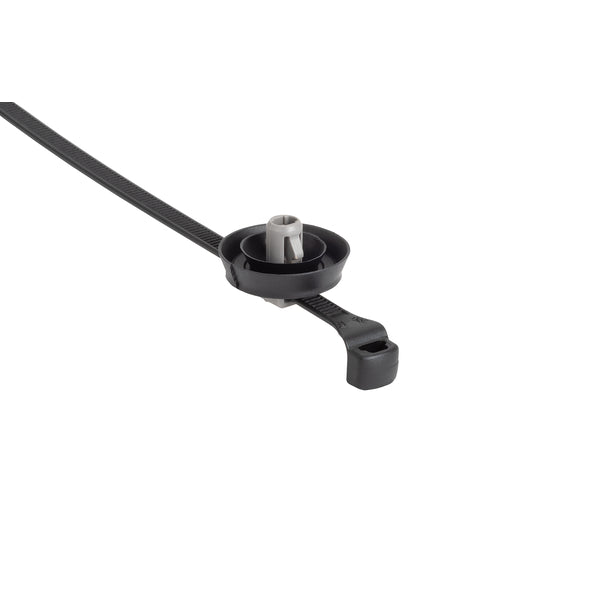 Hellermann Tyton 156-03942 2-Piece Low-Profile Cable Tie/Arrowhead w Seal, 1.2 - 1.8mm Panel, 6.5mm/6.35mm HEX, PA66HIRHSUV/TPE, BK, 500/bg