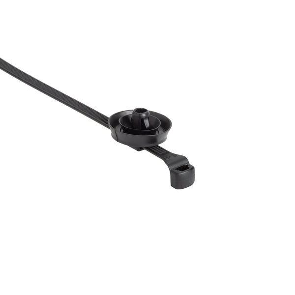 Hellermann Tyton 156-03941 2-Piece Low-Profile Cable Tie/Arrowhead w Seal, 0.6 - 1.1mm Panel, 6.5mm/6.35mm HEX, PA66HIRHSUV/TPE, BK, 500/bg