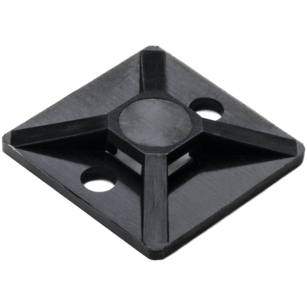 Hellermann Tyton MB30C2 Screw Mount Cable Tie Base, 0.75 x 0.75", 0.14" Max Tie Width, 0.12" Hole Dia, PA66, Black, 100/pkg