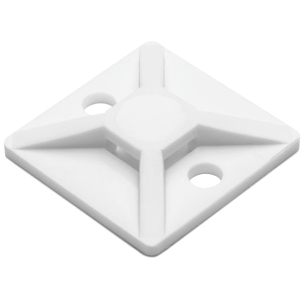 Hellermann Tyton MB310C2 Screw Mount Cable Tie Base, 0.75 x .75", 0.14" Max Tie Width, 0.12" Hole Dia, PA66, White, 100/pkg