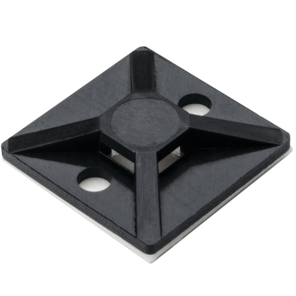 Hellermann Tyton MB3A0M4 Rubber Adhesive Cable Tie Mount, 0.75 x 0.75", Use With T18-T30 Cable Tie, PA66, Black, 1000/pkg