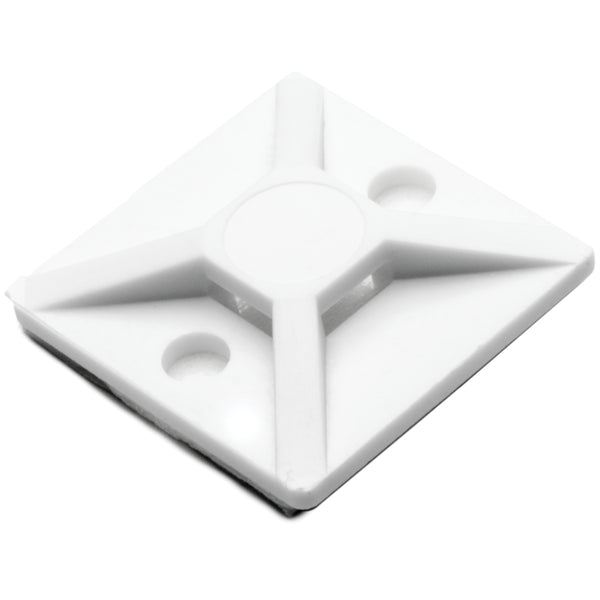 Hellermann Tyton MB3A10A2C2 Acrylic Adhesive Cable Tie Mount, 0.75 x 0.75", Use With T18-T30 Cable Tie, PA66, White, 100/pkg