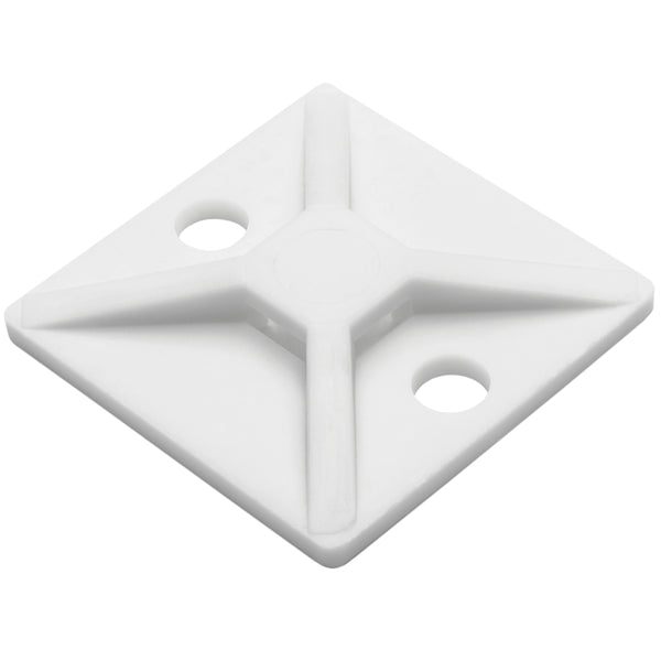 Hellermann Tyton MB410H4 Screw Mount Cable Tie Base, 1.12 x 1.12", 0.18" Max Tie Width, 0.18" Hole Dia, PA66, White, 500/pkg