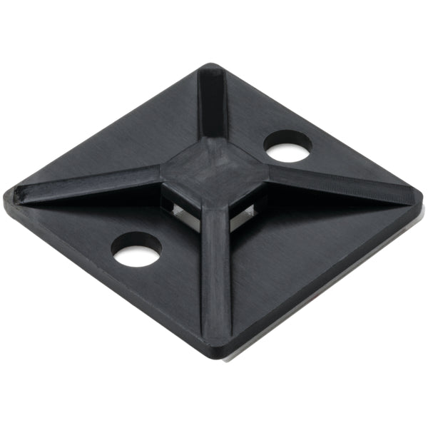 Hellermann Tyton 151-00810 High-Bond Acrylic Adhesive Cable Tie Mount, 1.12 x 1.12", Use T18-T50 Cable Tie, PA66UV, Black, 100/pkg