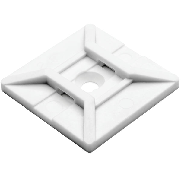Hellermann Tyton MB4SH10C2 Screw Mount Cable Tie Base, 1.12 x 1.12", 0.18" Max Tie Width, 0.15" Hole Dia, PA66, White, 100/pkg