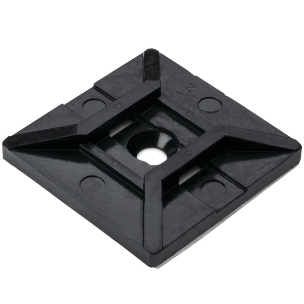 Hellermann Tyton MB4SHA0C2 Rubber Adhesive Cable Tie Mount, 1.12 x 1.12", Use With T18-T50 Cable Tie, PA66, Black, 100/pkg