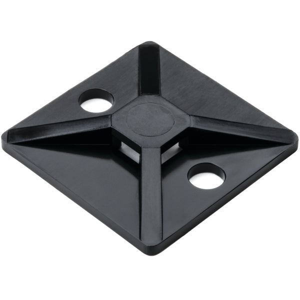 Hellermann Tyton 151-03099 Screw Mount Cable Tie Base, 1.12 x 1.12", 0.18" Max Tie Width, 0.18" Hole Dia, PA666V0, Black, 100/pkg