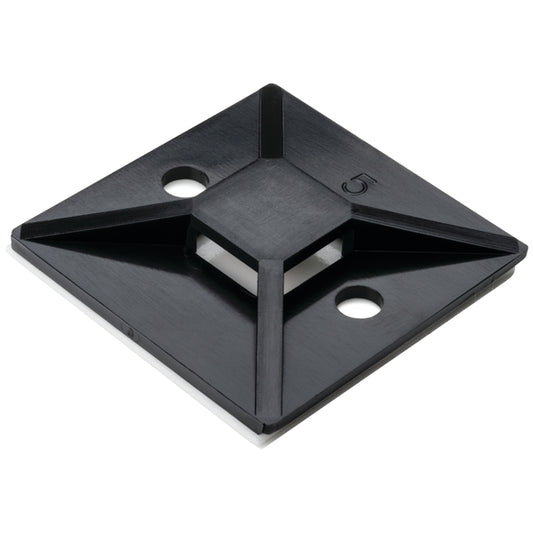 Hellermann Tyton MB5A0C2 Rubber Adhesive Cable Tie Mount, 1.49 x 1.49", Use with T18-T150 Cable Tie, PA66, Black 100/Pk