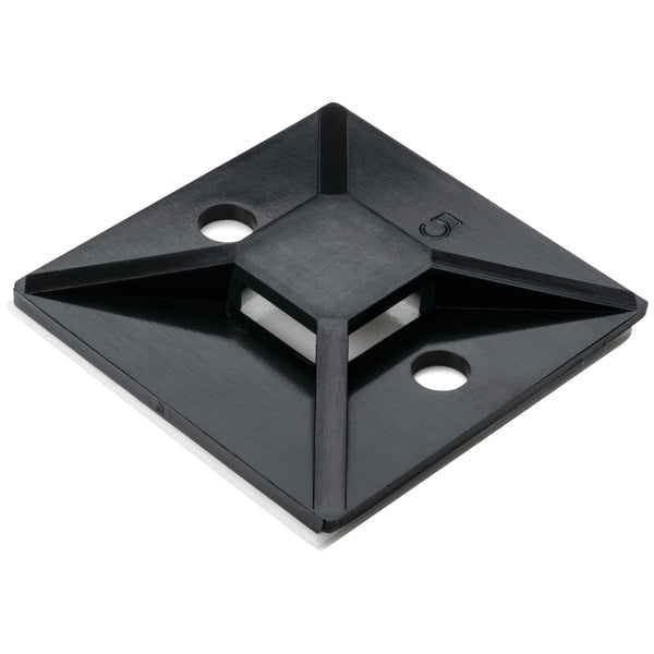 Hellermann Tyton MB5A0F4 Rubber Adhesive Cable Tie Mount, 1.49 x 1.49", Use With T18-T150 Cable Tie, PA66, Black, 250/pkg