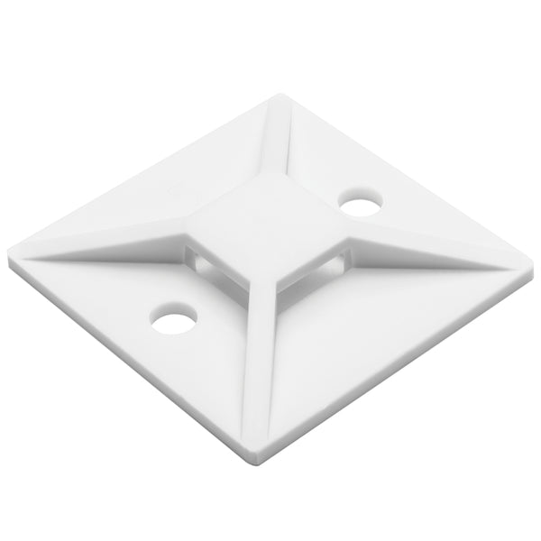 Hellermann Tyton MB510C2 Screw Mount Cable Tie Base, 1.49 x 1.49", 0.35" Max Tie Width, 0.19" Hole Dia, PA66, White, 100/pkg