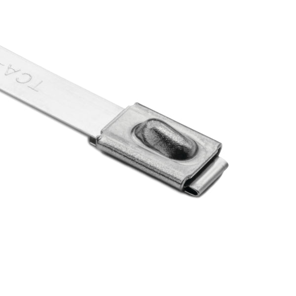 Hellermann Tyton MBT8H-S Stainless Steel Tie, 7.9" Long, 450lb Tensile Strength, SS304, Metal, 50/pkg
