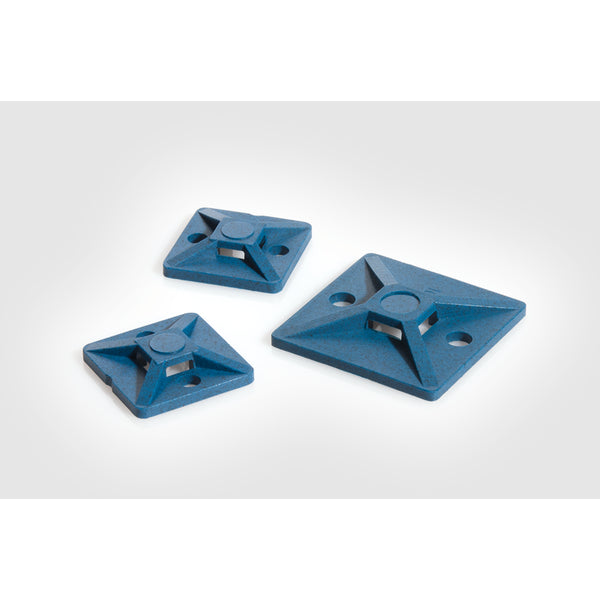 Hellermann Tyton 151-01170 Metal Content Cable Tie Mount, 1.1 x 1.1", 0.33" Max Tie Width, PA66MP, Blue, 100/pkg