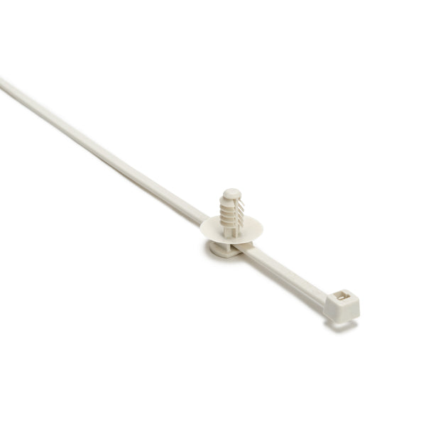 Hellermann Tyton 156-01513 2-Piece Cable Tie with Fir Tree Mount, 7.9"L, 0.22 - 0.25" Mounting Hole, 100lb, PAEK, Beige, 500/bg