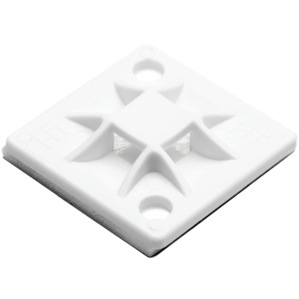 Hellermann Tyton 151-10904 Q Tie Mount with Adhesive, 0.79 x 0.79 x 0.17", 4 way entry for Q18 - Q30 ties, PA66, White, 100/bg