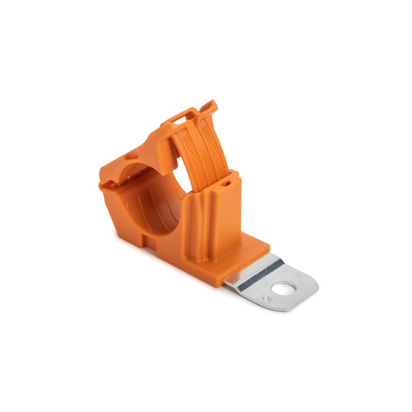 Hellermann Tyton 151-03461 Ratchet P-Clamp, 0.76 - 1.42" Bundle Dia, 180° Short, 0.41" Hole Dia, PA66HIRHSUV/ST/ZN, Orange, 160/ctn