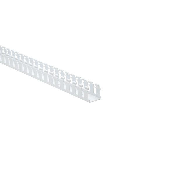 Hellermann Tyton 181-15511 Slotted Wall Wiring Duct, 1.5 x 1.5", 6 ft Sticks, Non-Adhesive, PVC, White, 120ft/ctn