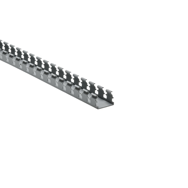 Hellermann Tyton 181-15104 Slotted Wall Wiring Duct, 1.5 x 1", 6 ft Sticks, Non-Adhesive, PVC, Gray, 30 ft/box, 120ft/ctn