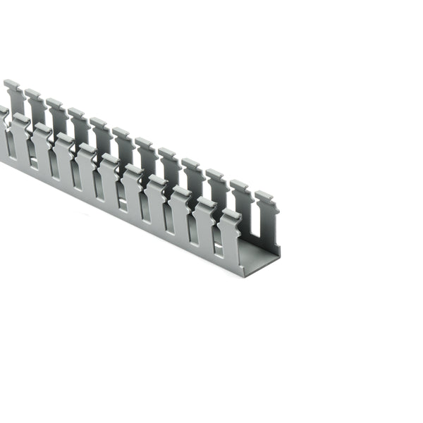 Hellermann Tyton 181-15206 Slotted Wall Wiring Duct, 1.5 x 2", 6 ft Sticks, Non-Adhesive, PVC, Gray, 30 ft/box, 120ft/ctn