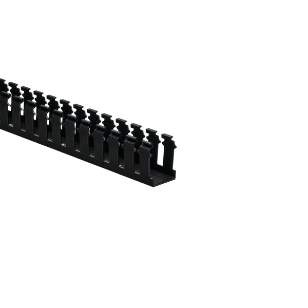 Hellermann Tyton 181-15203 Slotted Wall Wiring Duct, 1.5 x 2", 6 ft Sticks, Non-Adhesive, PVC, Black, 120ft/ctn