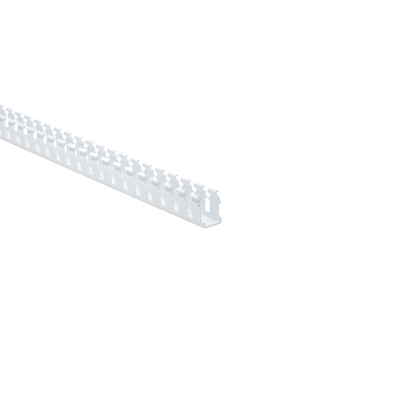 Hellermann Tyton 181-11507 Slotted Wall Wiring Duct, 1 x 1.5", 6 ft Sticks, Non-Adhesive, PVC, White, 120ft/ctn