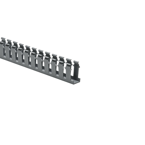 Hellermann Tyton 181-12004 Slotted Wall Wiring Duct, 1 x 2", 6 ft Sticks, Non-Adhesive, PVC, Gray, 30 ft/box, 120ft/ctn