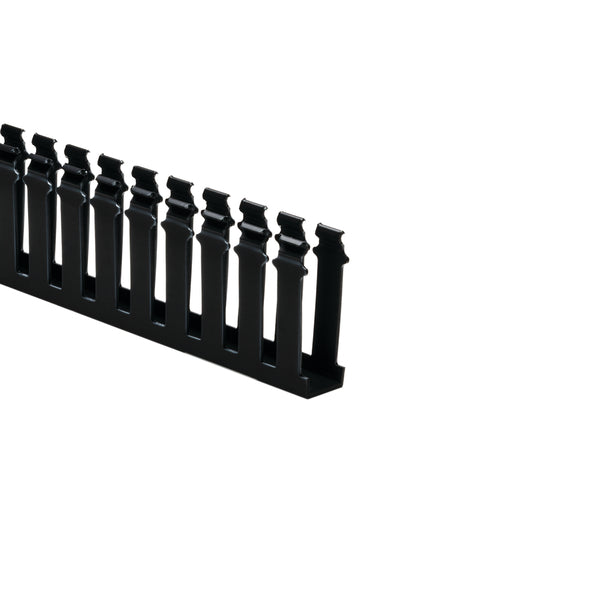Hellermann Tyton 181-13003 Slotted Wall Wiring Duct, 1 x 3", 6 ft Sticks, Non-Adhesive, PVC, Black, 120ft/ctn