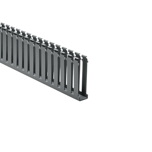 Hellermann Tyton 181-14015 Slotted Wall Wiring Duct, 1 x 4 ", 7 ft Sticks, Non-Adhesive, PVC, Gray, 140ft/ctn