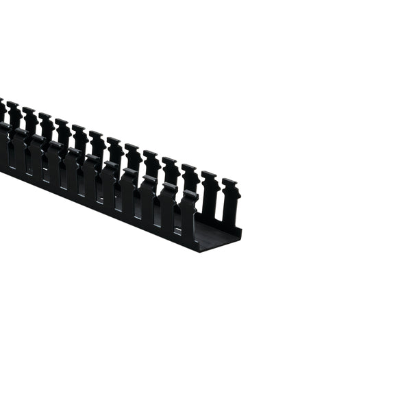 Hellermann Tyton 181-22019 Slotted Wall Wiring Duct, 2 x 2", 6 ft Sticks, Non-Adhesive, PVC, Black, 30 ft/box, 120ft/ctn