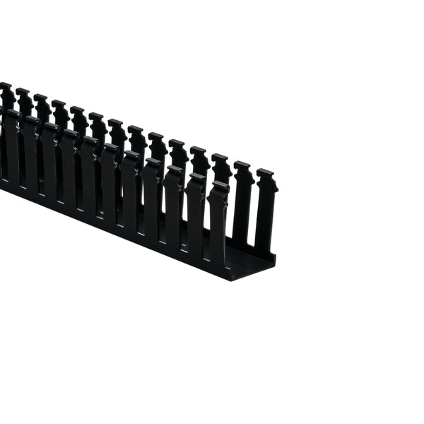 Hellermann Tyton 181-23003 Slotted Wall Wiring Duct, 2 x 3", 6 ft Sticks, Non-Adhesive, PVC, Black, 60ft/ctn